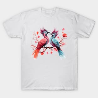 Valentine Kissing Roadrunner Bird Couple T-Shirt